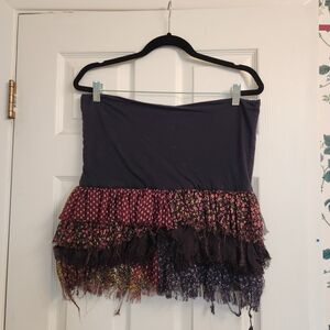 Fp One- Tiered Floral Ruffle Mini Skirt - Purple